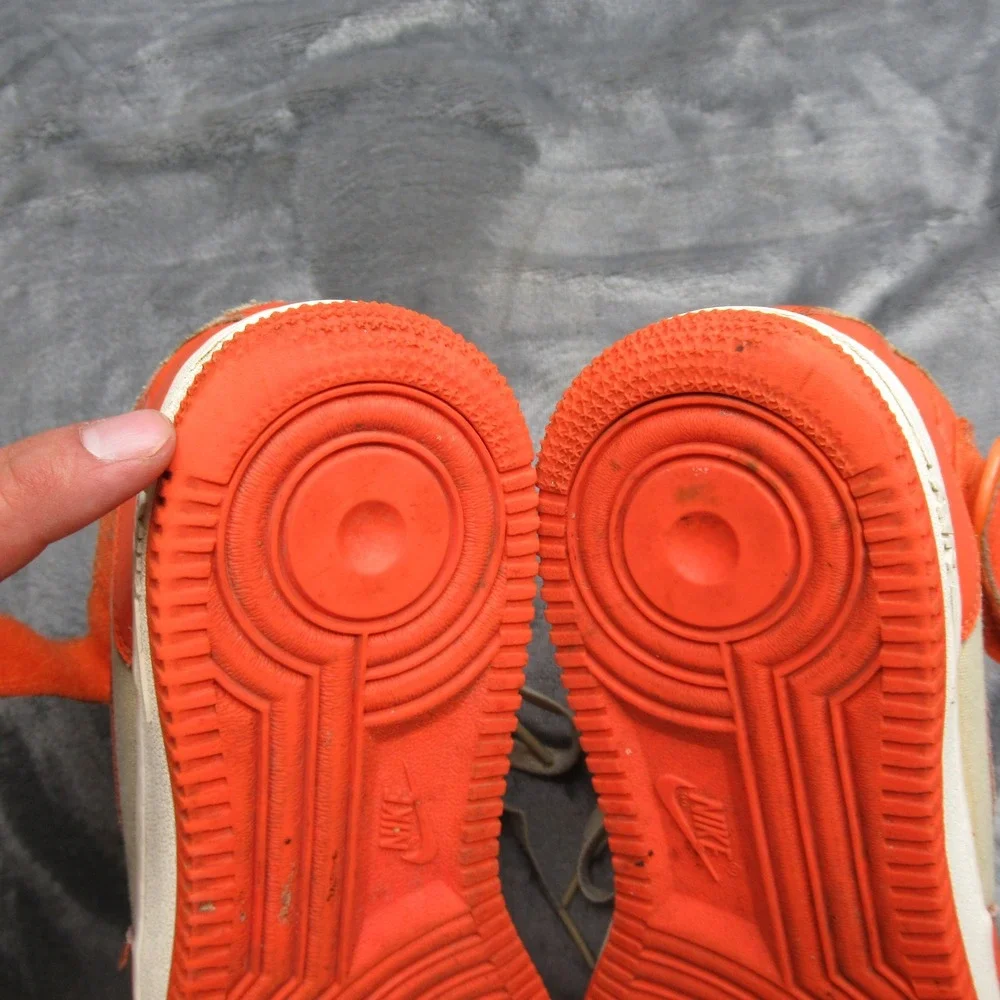 Nike Sneakers Mens US 9 Safety Orange Leather Air Force 1 07' Mid‎ High Lace Up